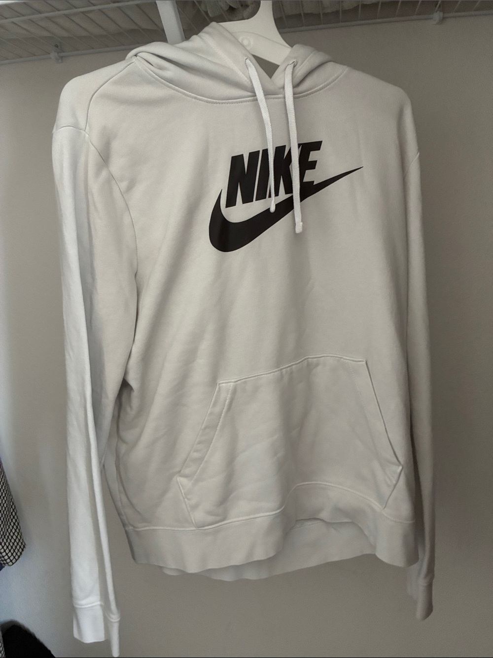 Nike Men’s White Hoodie with Black Swoosh - Picture 1 of 4